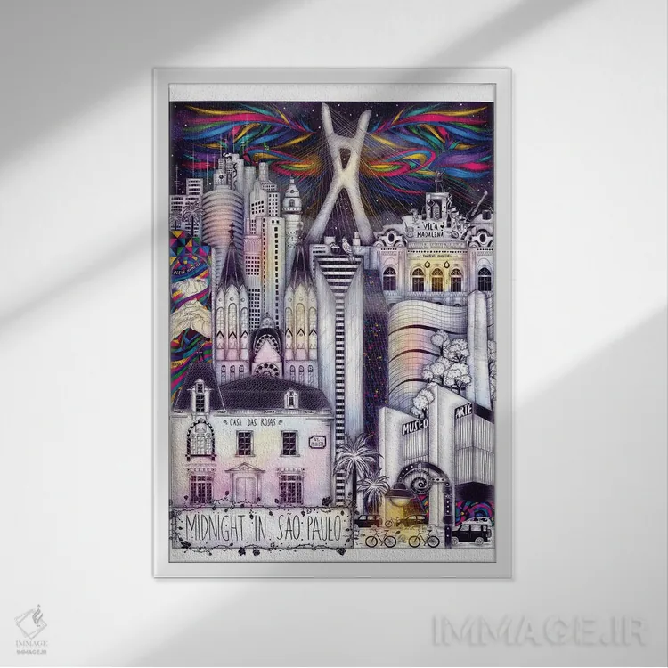 تابلو دکوراتیو نیمه شب در سائو پائولو اثر مادالینا تنتارئانو - نمای قابدار سفید