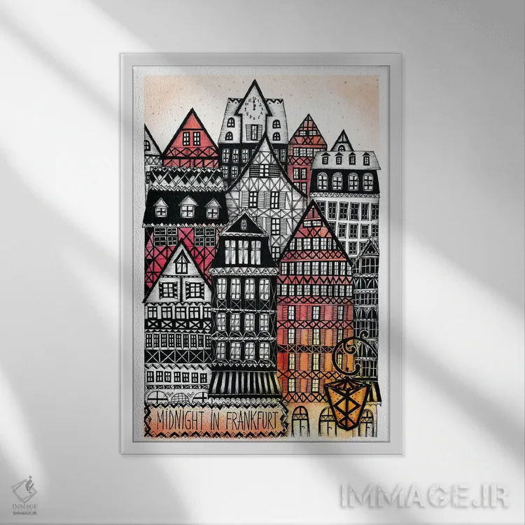 تابلو دکوراتیو نیمه شب در فرانکفورت اثر مادالینا تنتارئانو - نمای قابدار سفید