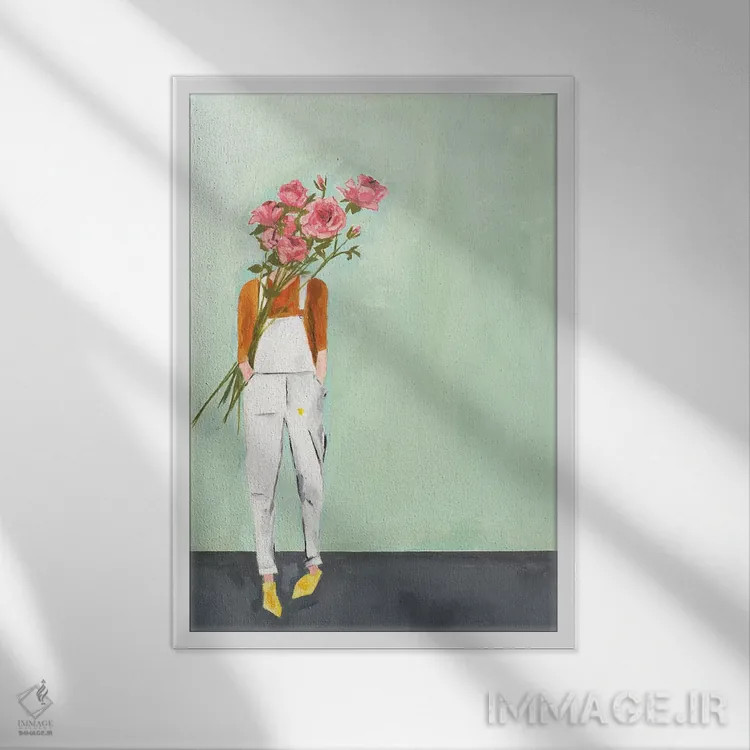 تابلو دکوراتیو رز اثر مردیت استیل - نمای قابدار سفید