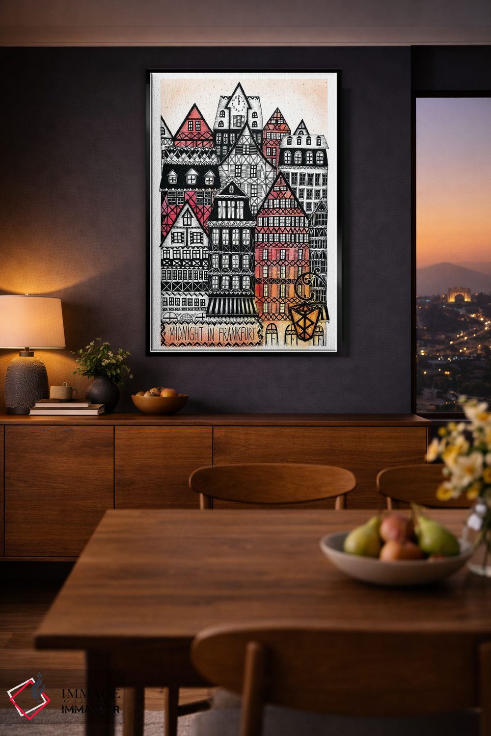 تابلو دکوراتیو نیمه شب در فرانکفورت اثر مادالینا تنتارئانو - D1B