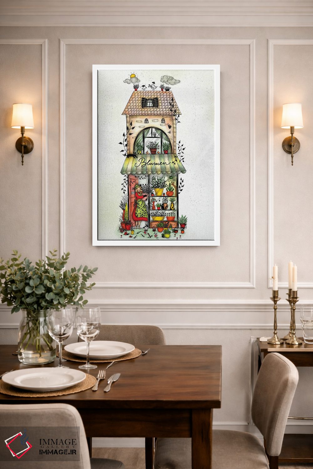 تابلو دکوراتیو گل ها آبرنگی اثر مادالینا تنتارئانو - D1W