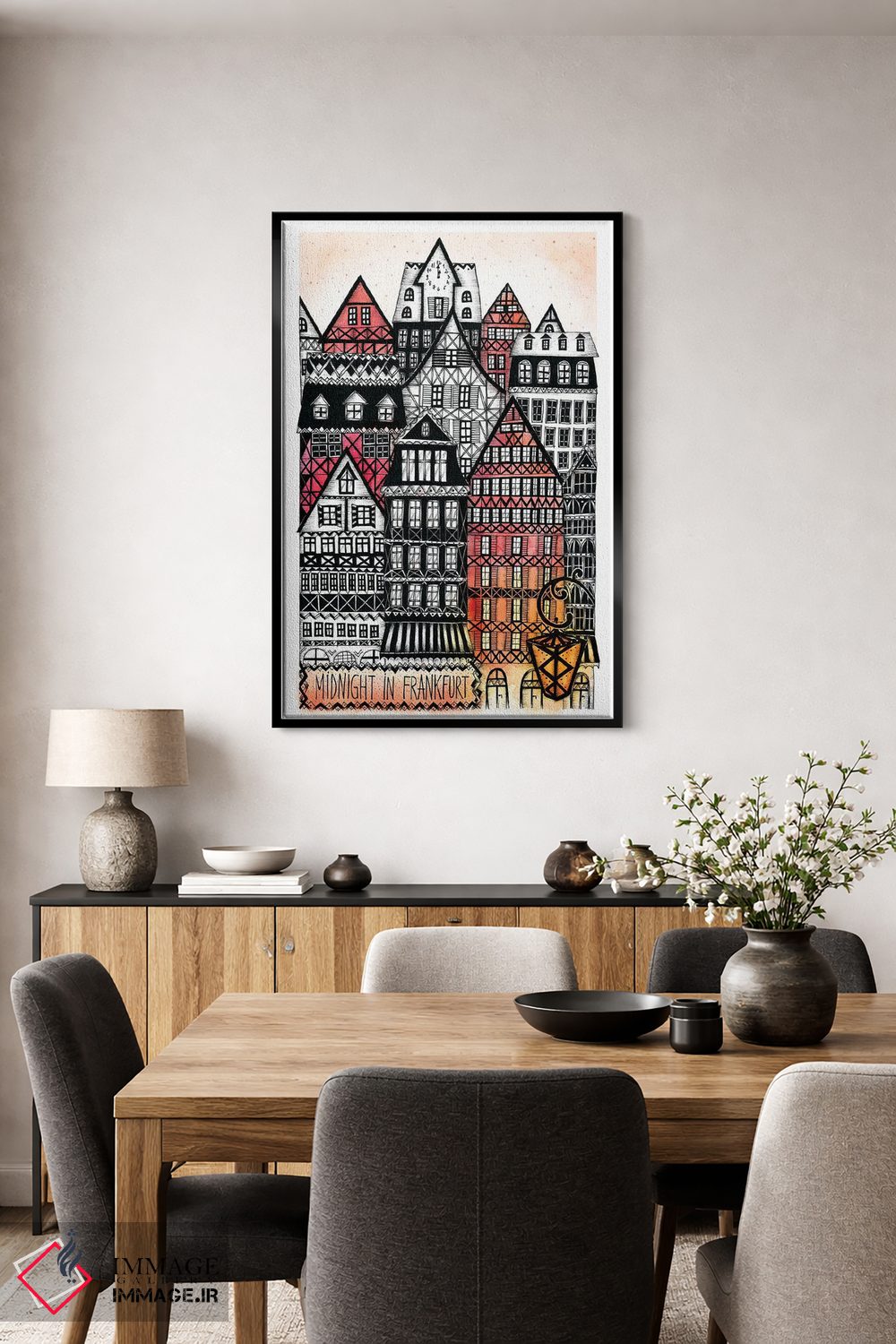 تابلو دکوراتیو نیمه شب در فرانکفورت اثر مادالینا تنتارئانو - D5B