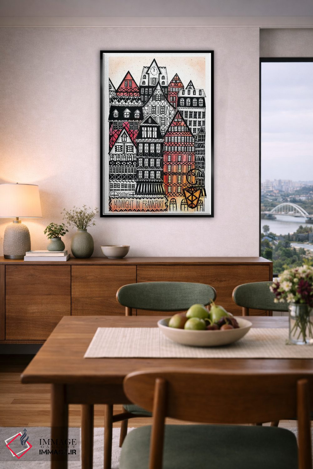 تابلو دکوراتیو نیمه شب در فرانکفورت اثر مادالینا تنتارئانو - D6B
