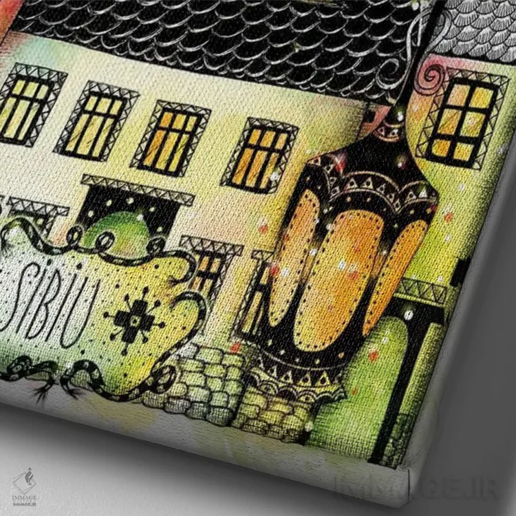 تابلو دکوراتیو نیمه شب در سیبیو اثر مادالینا تنتارئانو - نمای نزدیک بافت بوم