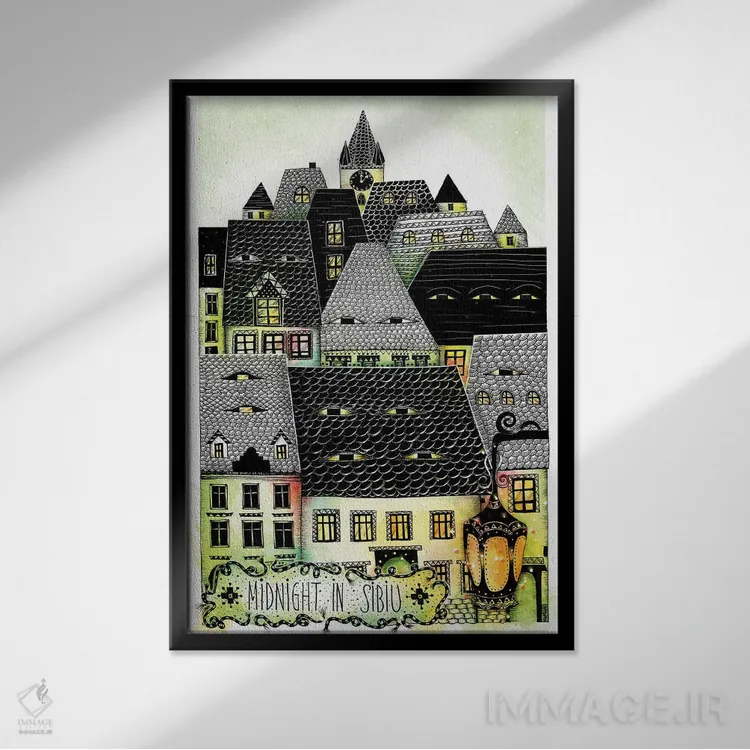 تابلو دکوراتیو نیمه شب در سیبیو اثر مادالینا تنتارئانو - نمای قابدار مشکی