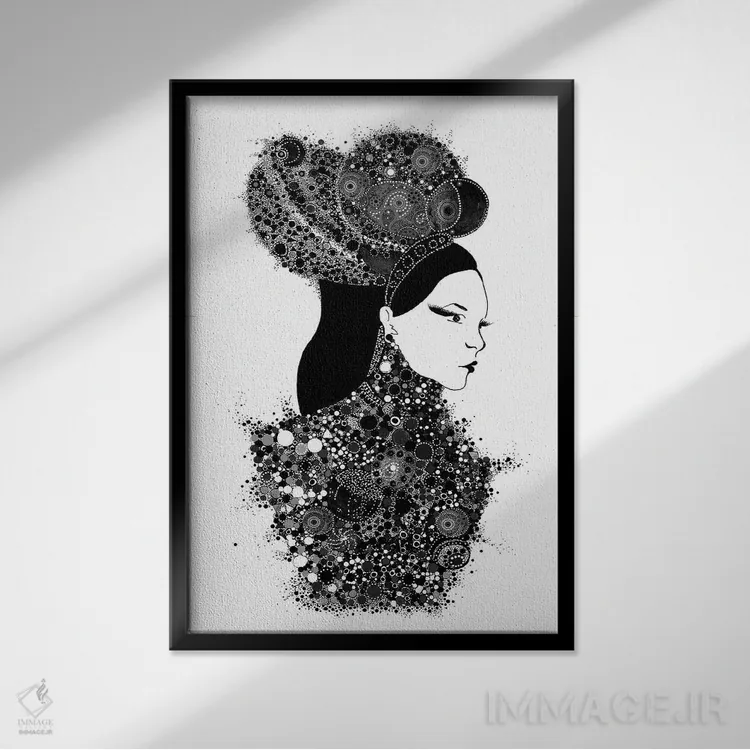 تابلو دکوراتیو او یک بانو است اثر مادالینا تنتارئانو - نمای قابدار مشکی