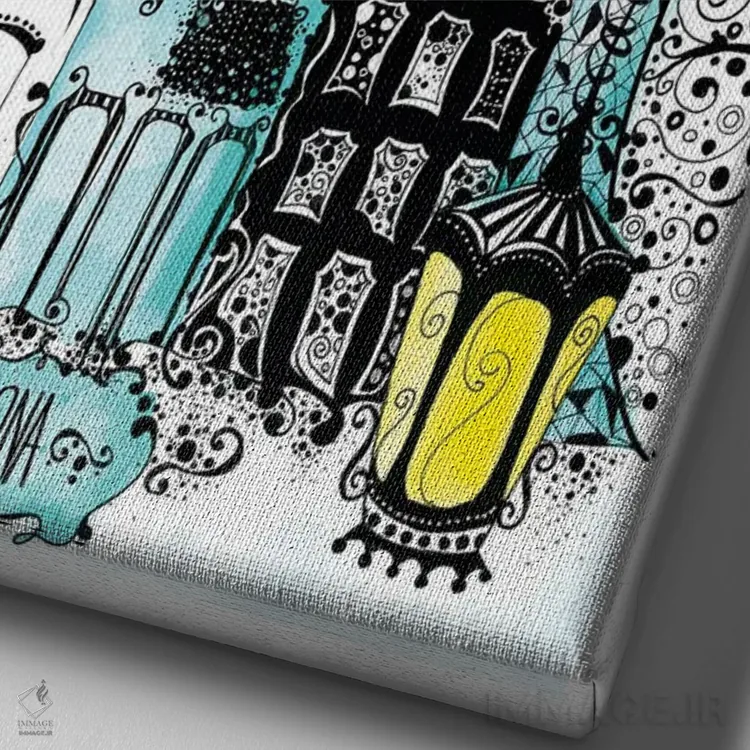 تابلو دکوراتیو نیمه شب در بارسلونا اثر مادالینا تنتارئانو - نمای نزدیک بافت بوم