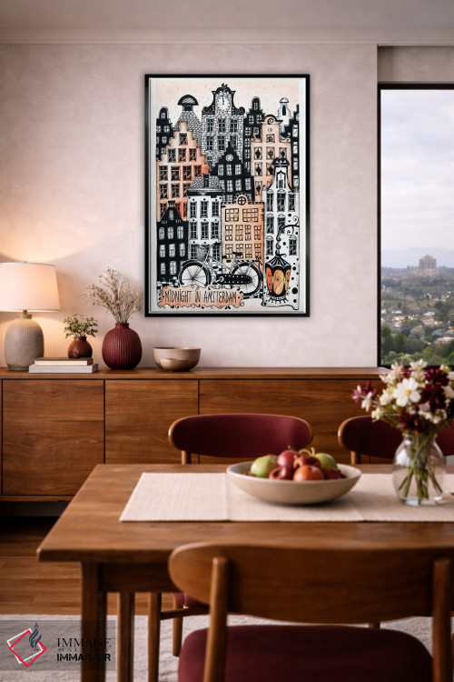 تابلو دکوراتیو نیمه شب در آمستردام اثر مادالینا تنتارئانو - D4B