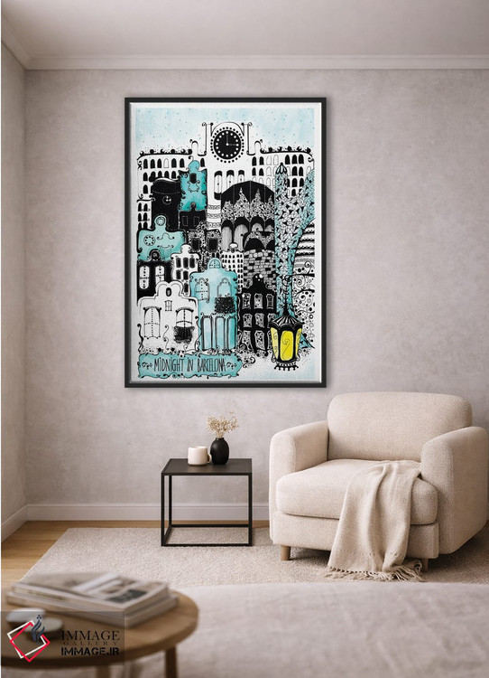 تابلو دکوراتیو نیمه شب در بارسلونا اثر مادالینا تنتارئانو - D1B