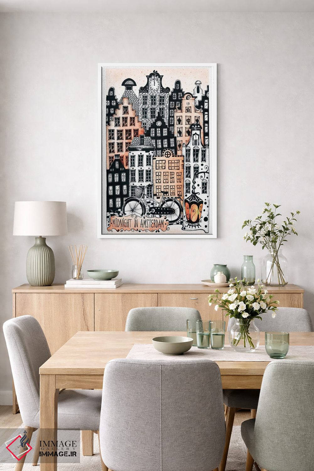 تابلو دکوراتیو نیمه شب در آمستردام اثر مادالینا تنتارئانو - D5W