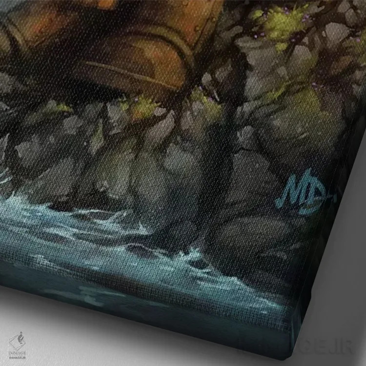 تابلو دکوراتیو درون گرایی اثر مت دیکسون - نمای نزدیک بافت بوم