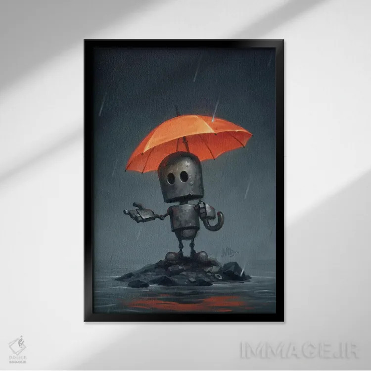 تابلو دکوراتیو فصل بارانی اثر مت دیکسون - نمای قابدار مشکی