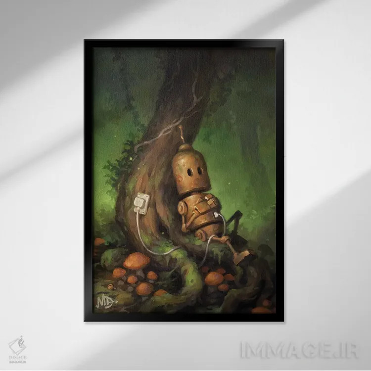 تابلو دکوراتیو در حال شارژ اثر مت دیکسون - نمای قابدار مشکی