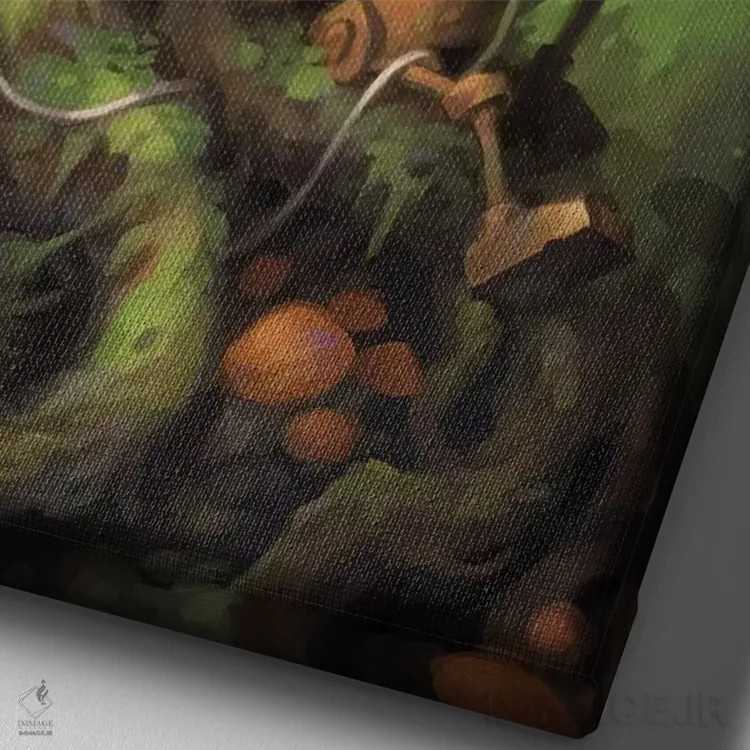 تابلو دکوراتیو در حال شارژ اثر مت دیکسون - نمای نزدیک بافت بوم