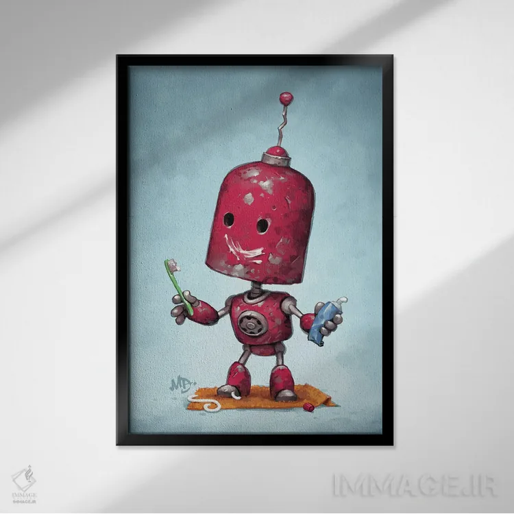 تابلو دکوراتیو چهره شجاع اثر مت دیکسون - نمای قابدار مشکی