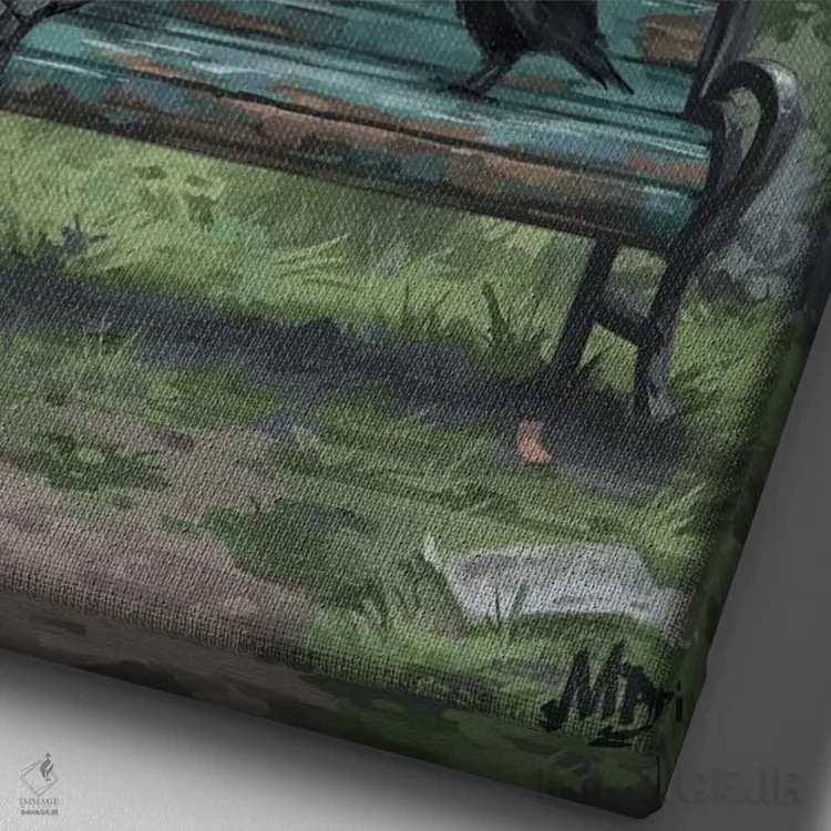 تابلو دکوراتیو بازجویی اثر مت دیکسون - نمای نزدیک بافت بوم