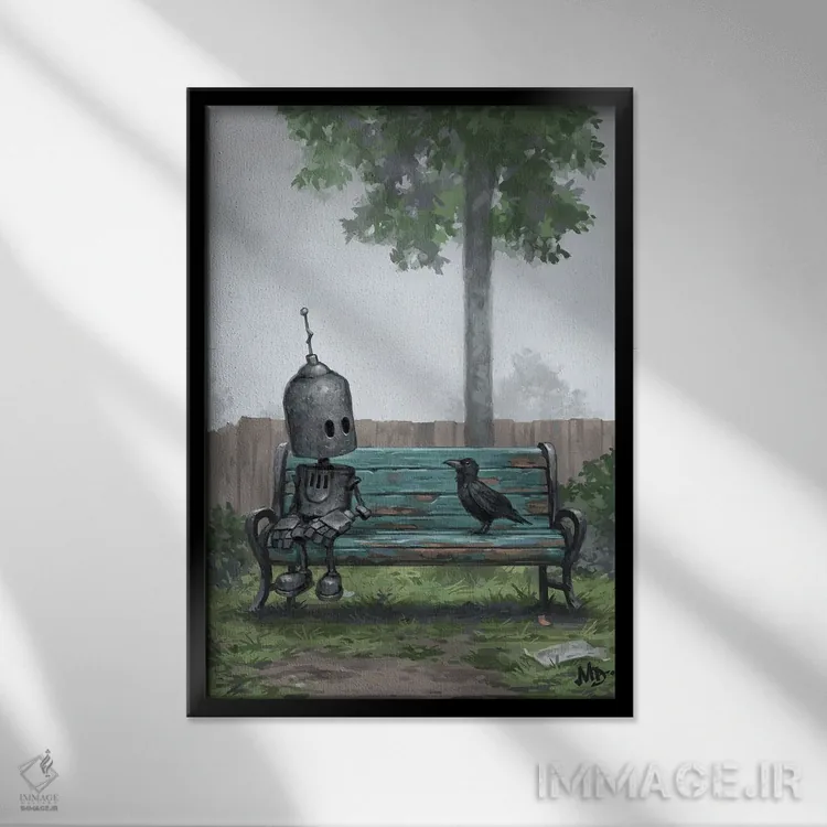 تابلو دکوراتیو بازجویی اثر مت دیکسون - نمای قابدار مشکی