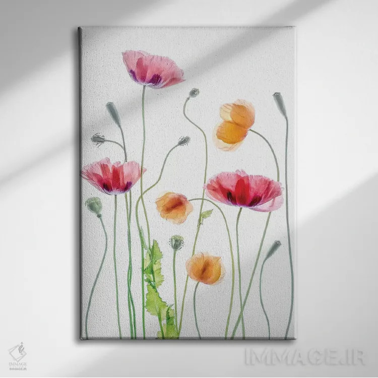 تابلو دکوراتیو شقایق ها اثر مندی دیشر - نمای روبهرو روی دیوار