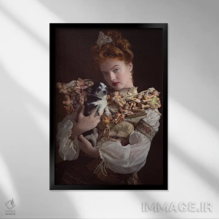 تابلو دکوراتیو فرشتگان تا گردن اثر میکائلا دوریسووا - نمای قابدار مشکی