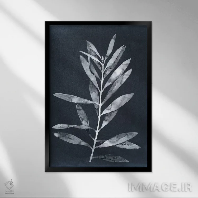 تابلو دکوراتیو برگ های نیمه شب I اثر مگان میگر - نمای قابدار مشکی