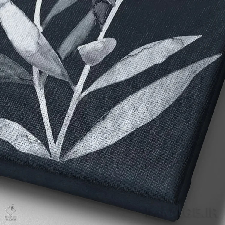 تابلو دکوراتیو برگ های نیمه شب II اثر مگان میگر - نمای نزدیک بافت بوم