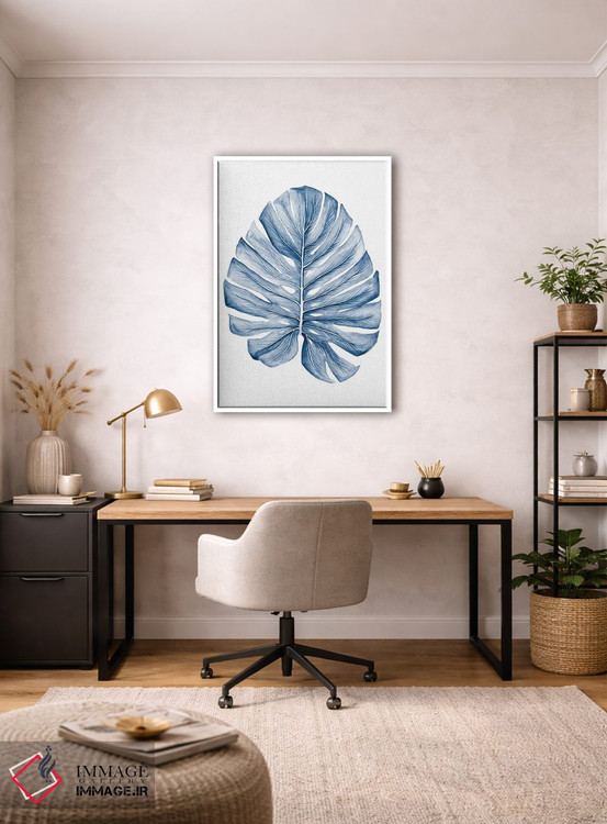 تابلو دکوراتیو برگ های استوایی نیلی I اثر مگان میگر - D1W