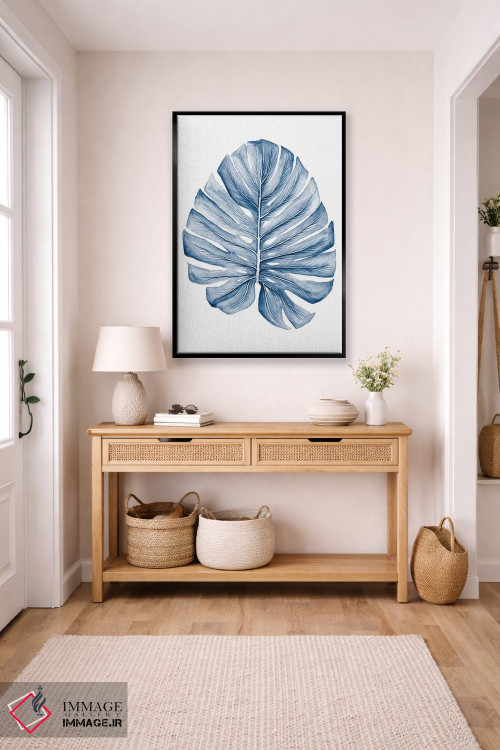 تابلو دکوراتیو برگ های استوایی نیلی I اثر مگان میگر - D5B