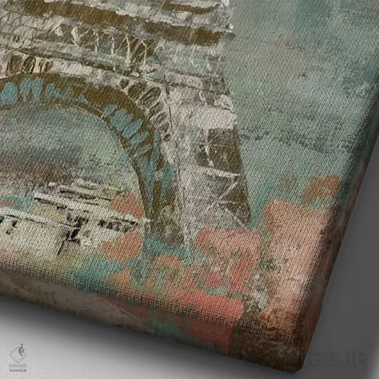 تابلو دکوراتیو برج ایفل اثر ماری الین کوسون - نمای نزدیک بافت بوم