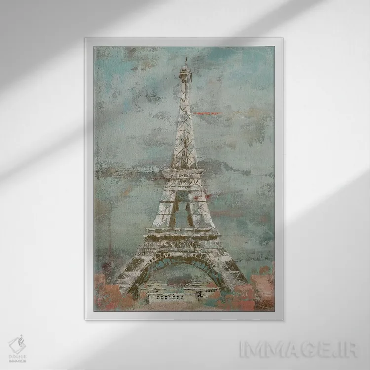 تابلو دکوراتیو برج ایفل اثر ماری الین کوسون - نمای قابدار سفید