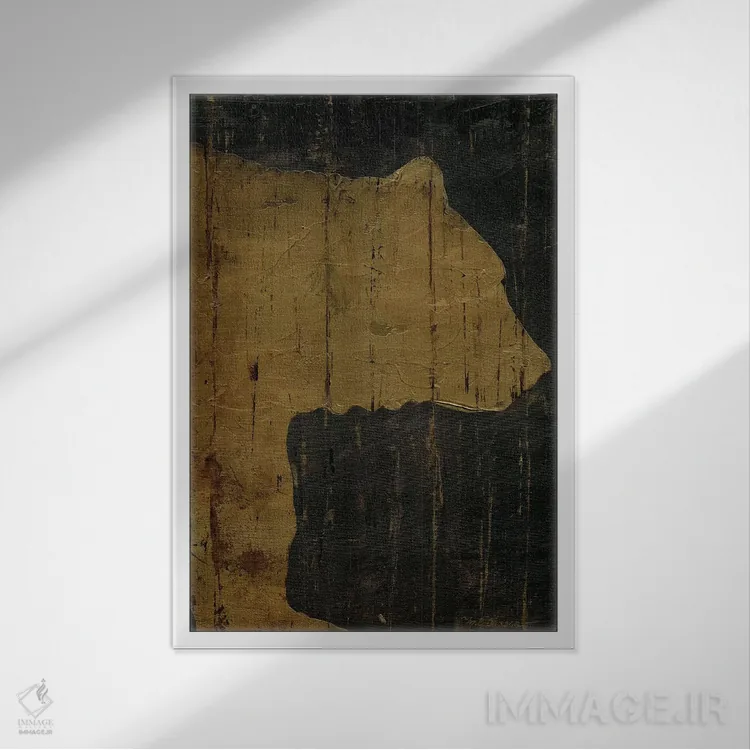 تابلو انتزاعی حیوانات کلبه روستایی: خرس اثر ماری الین کوسون - نمای قابدار سفید