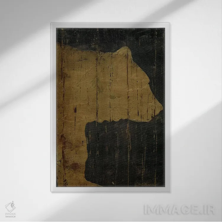 تابلو انتزاعی حیوانات کلبه روستایی: خرس اثر ماری الین کوسون - نمای قابدار سفید