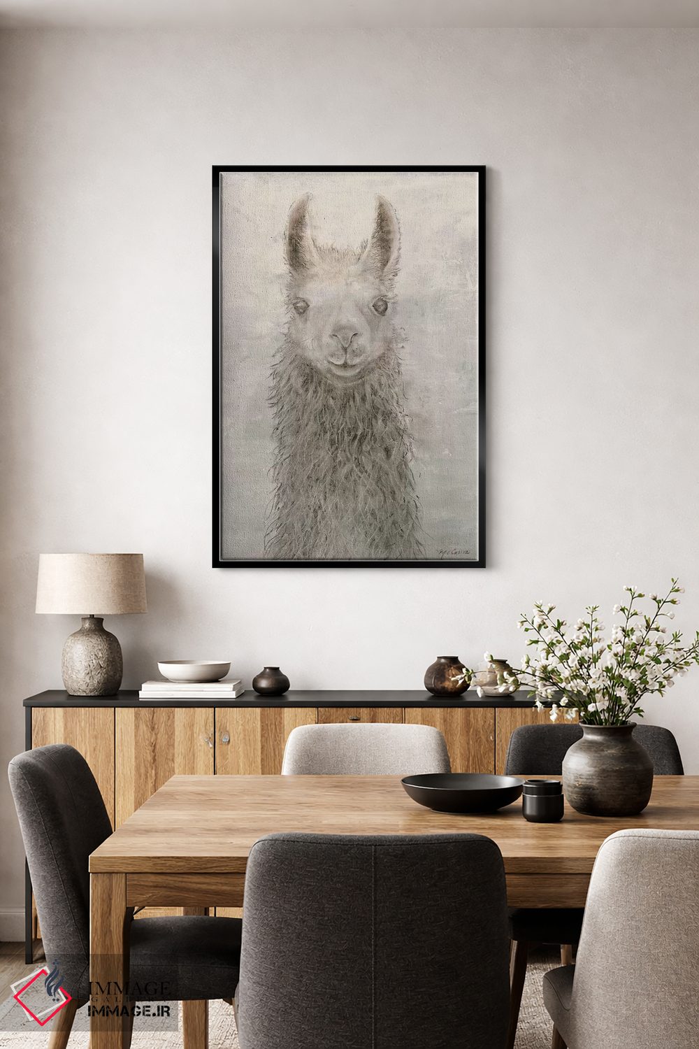 تابلو دکوراتیو پرتره لاما اثر ماری الین کوسون - D6B