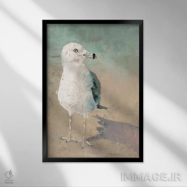 تابلو دکوراتیو پرنده ی ساحلی اثر ماری الین کوسون - نمای قابدار مشکی