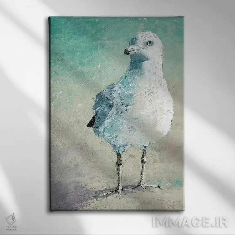 تابلو دکوراتیو پرنده ی ساحلی ۲ اثر ماری الین کوسون - نمای روبهرو روی دیوار