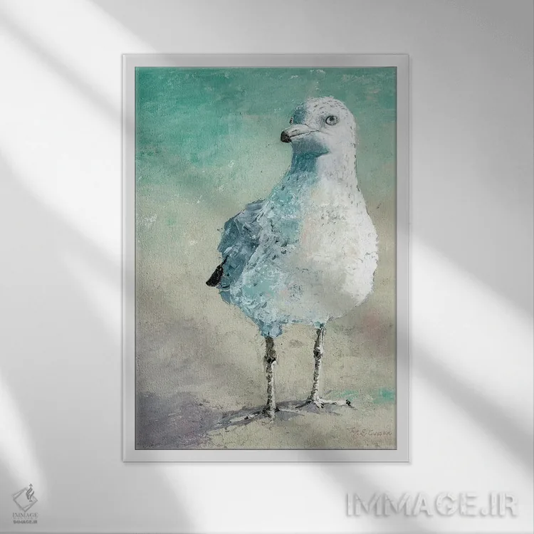تابلو دکوراتیو پرنده ی ساحلی ۲ اثر ماری الین کوسون - نمای قابدار سفید
