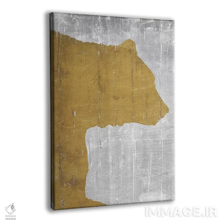 تابلو دکوراتیو خرس در کلبه روستایی روی زمینه خاکستری اثر ماری الین کوسون - نمای پرسپکتیو محصول