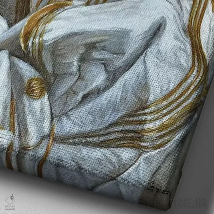 تابلو دکوراتیو ابی اثر ملیندا کوپر - نمای نزدیک بافت بوم