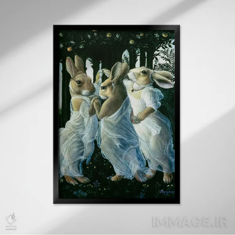 تابلو دکوراتیو ظرافت های خرگوشی اثر ملیندا کوپر - نمای قابدار مشکی