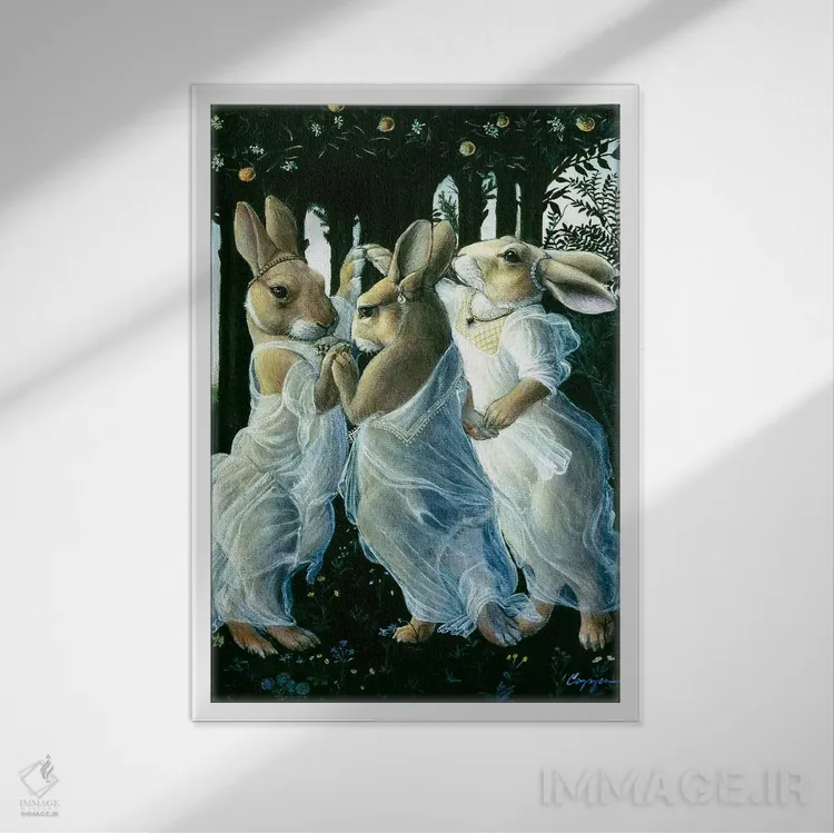 تابلو دکوراتیو ظرافت های خرگوشی اثر ملیندا کوپر - نمای قابدار سفید