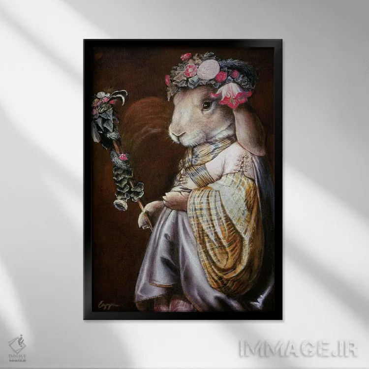 تابلو دکوراتیو عملیات گلدار اثر ملیندا کوپر - نمای قابدار مشکی