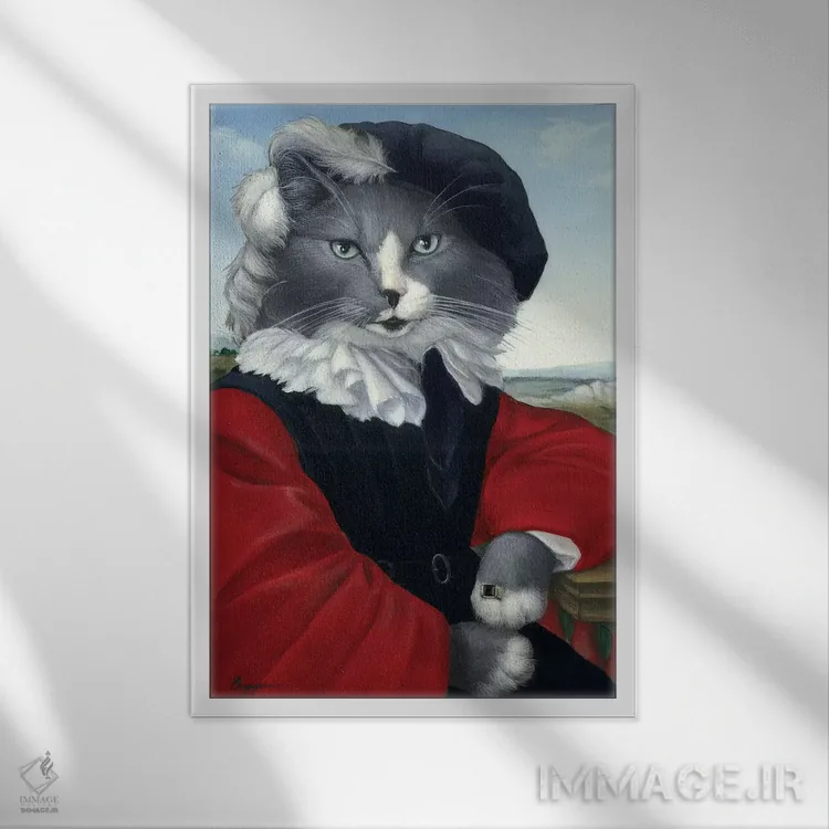 تابلو دکوراتیو لئو اثر ملیندا کوپر - نمای قابدار سفید