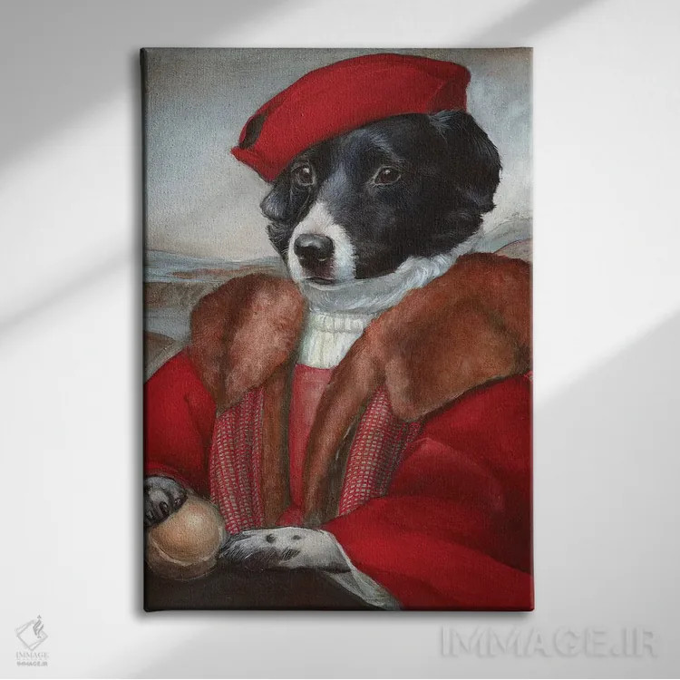 تابلو دکوراتیو مایکی با لباس قرمز اثر ملیندا کوپر - نمای روبهرو روی دیوار