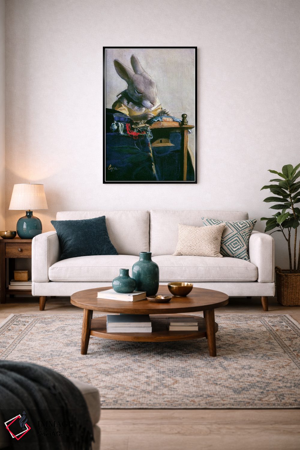 تابلو دکوراتیو خرگوش توری اثر ملیندا کوپر - D5B