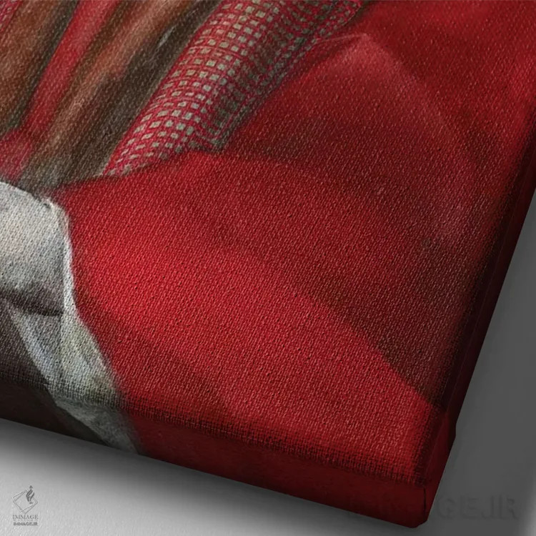 تابلو دکوراتیو مایکی با لباس قرمز اثر ملیندا کوپر - نمای نزدیک بافت بوم