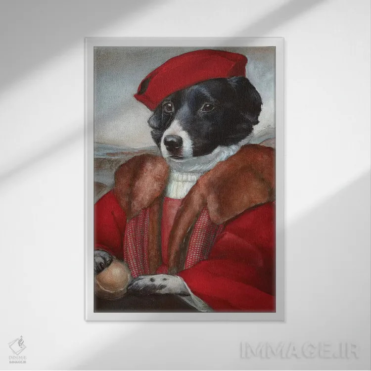 تابلو دکوراتیو مایکی با لباس قرمز اثر ملیندا کوپر - نمای قابدار سفید