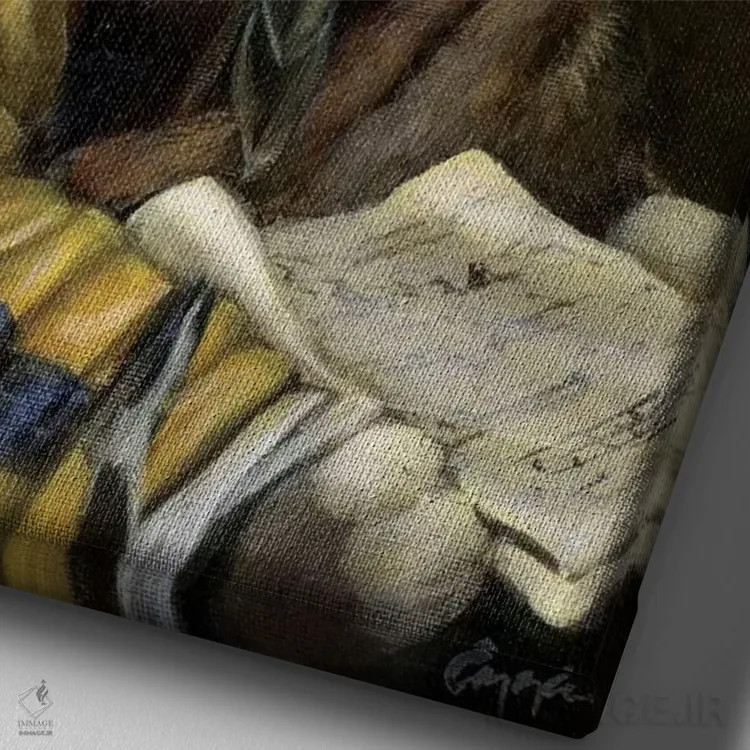 تابلو دکوراتیو یوشی خواننده اثر ملیندا کوپر - نمای نزدیک بافت بوم