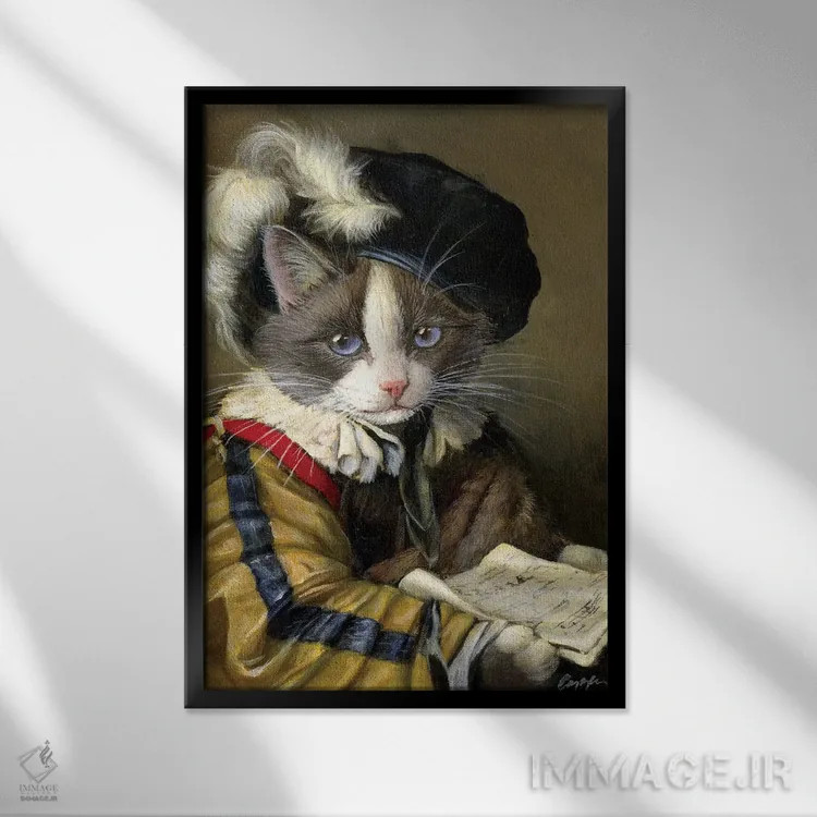 تابلو دکوراتیو یوشی خواننده اثر ملیندا کوپر - نمای قابدار مشکی