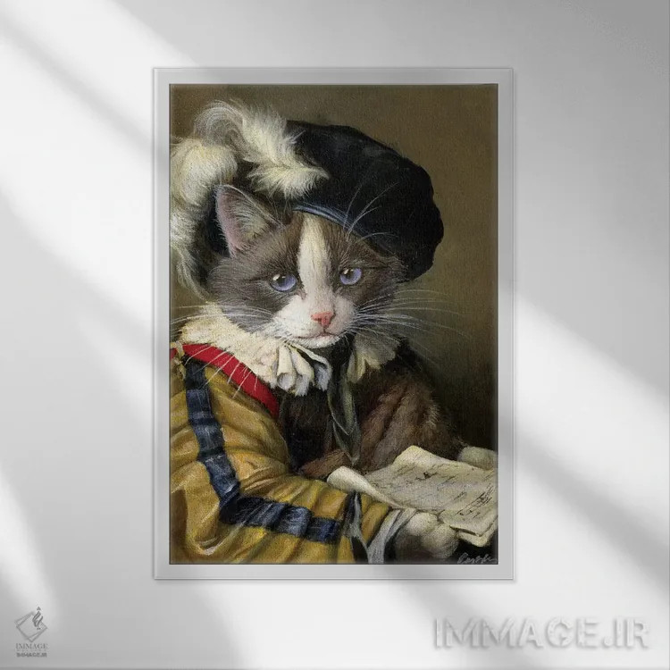 تابلو دکوراتیو یوشی خواننده اثر ملیندا کوپر - نمای قابدار سفید