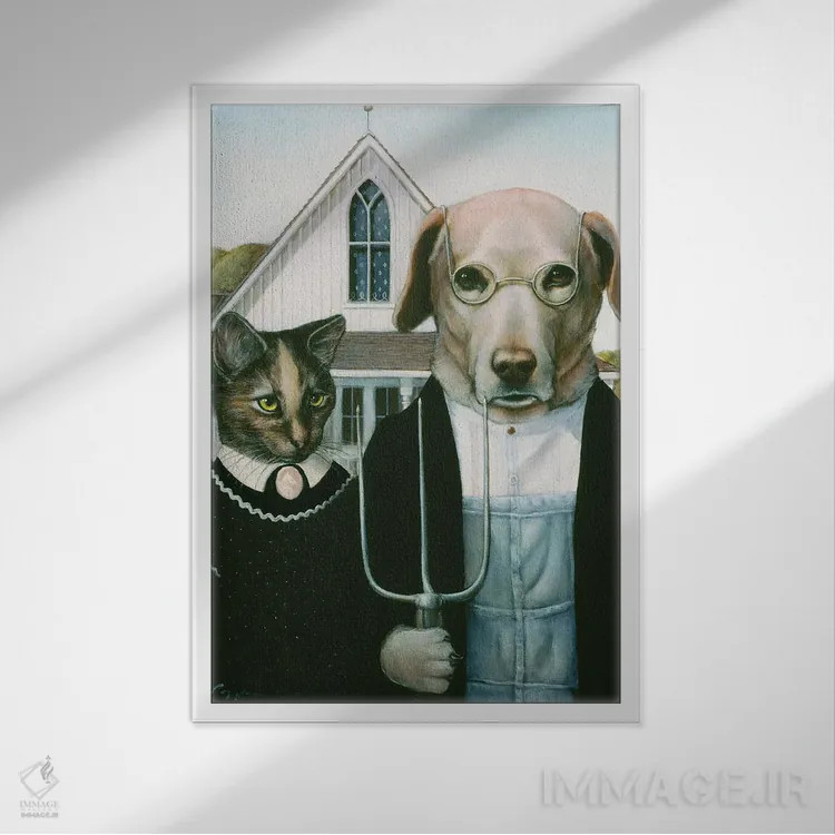 تابلو دکوراتیو کیتی و میتی اثر ملیندا کوپر - نمای قابدار سفید