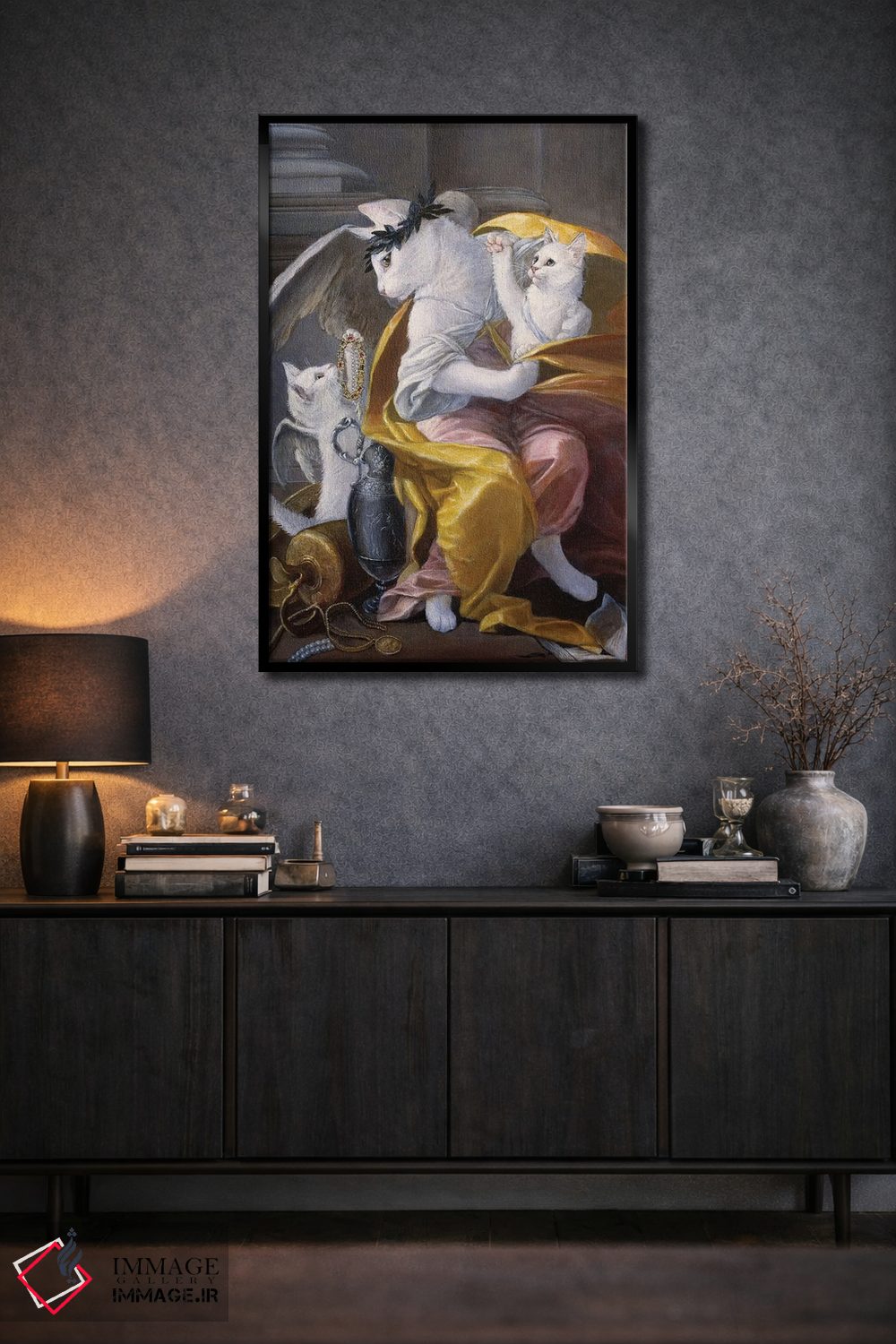 تابلو دکوراتیو فرشتگان گربه سفید اثر ملیندا کوپر - D2B